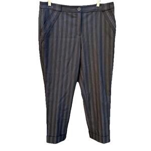 anthropologie cartonnier  Lou Striped Cuffed Women’s Wool Blend Trouser pants 12